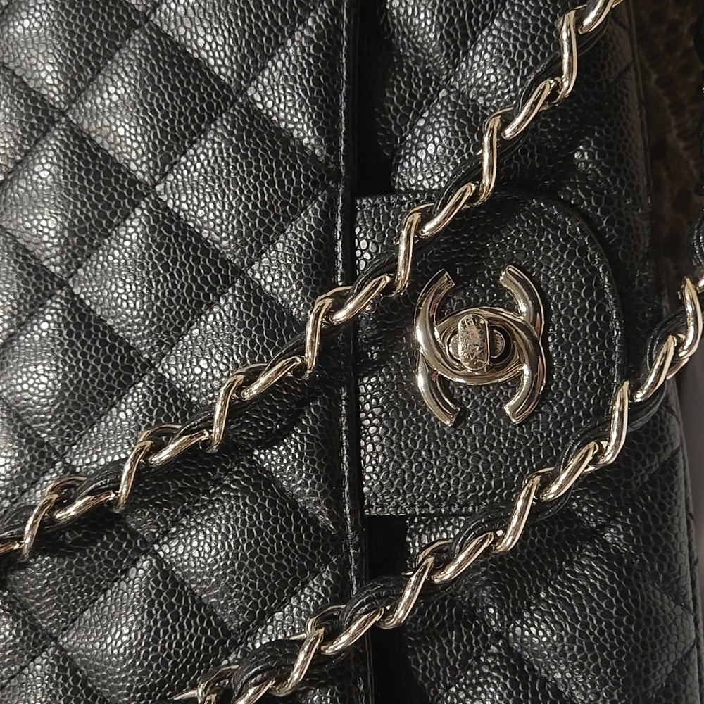 Chanel Classic Double Flap Quilted Caviar Jumbo Bag - Picture 7 of 11
